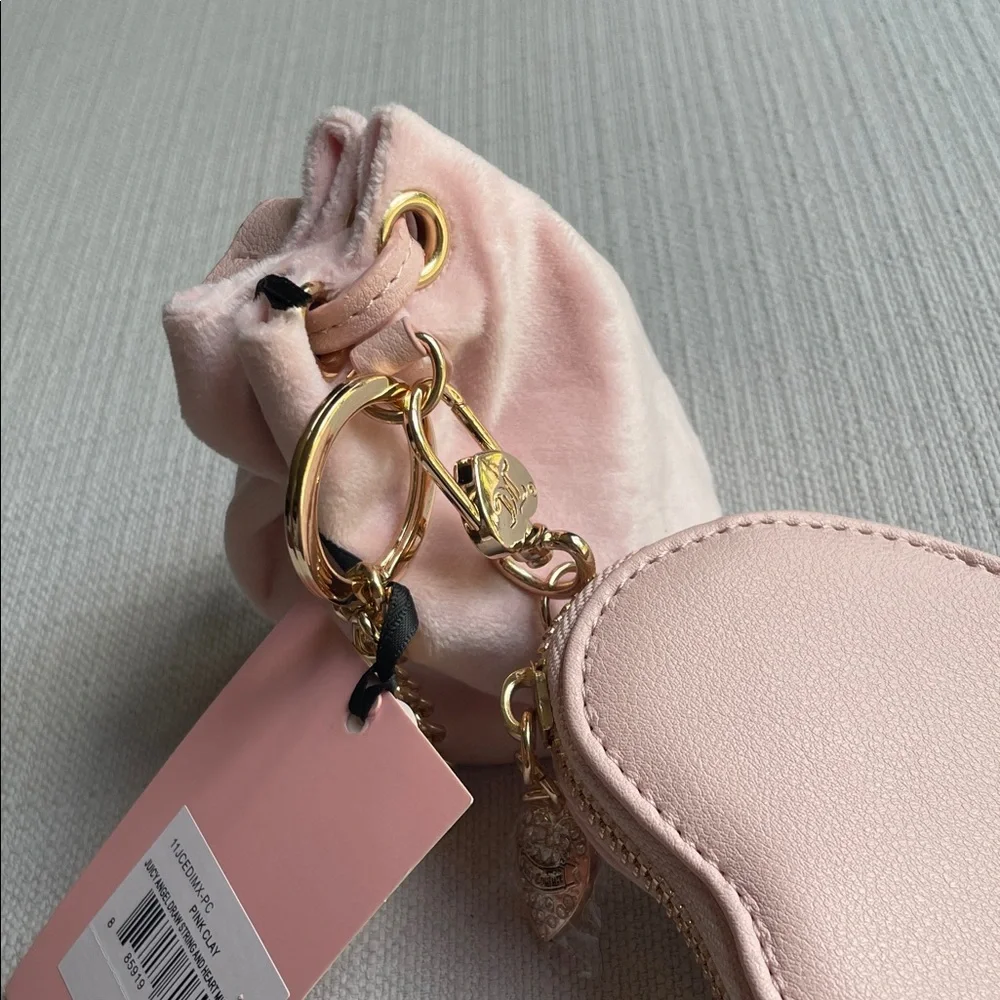 Juicy Couture angel Velvet Drawstring and heart micro bags - pink clay